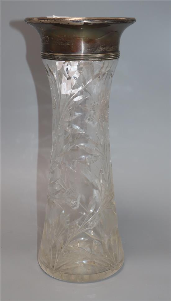 A Webbs rock crystal glass with a silver mount height 35cm